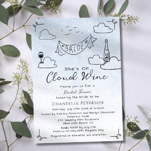 Sie ist auf Cloud Wine Funky Scribble Junggesellin Einladung