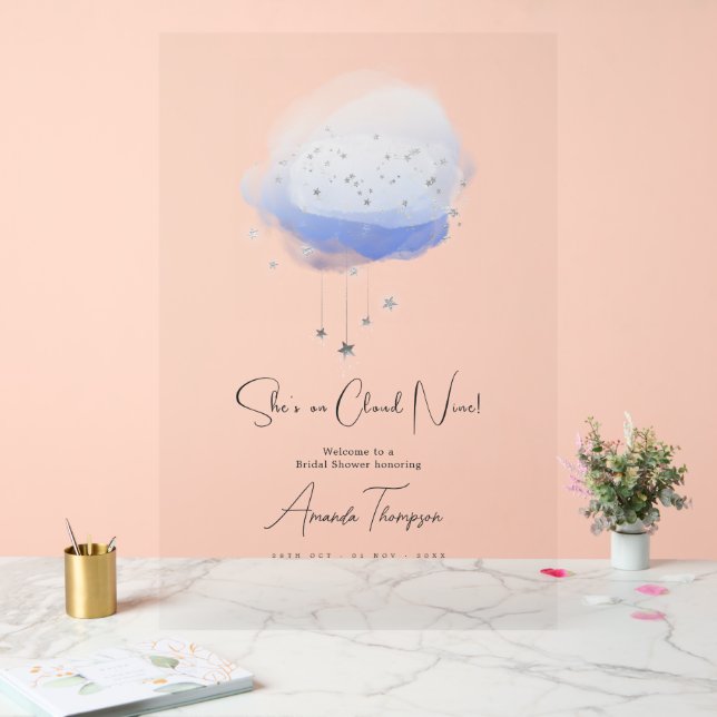 Sie ist auf Wolke 7 Brautparty Willkommen Acrylschild (Hochzeit)