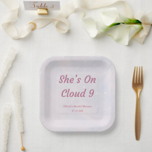 Sie ist auf Wolke 9 Pastell Traumhafte Hochzeitsdu Pappteller