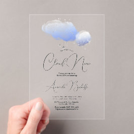 Sie ist auf Wolke sieben Brautparty Clear Acryleinladungen