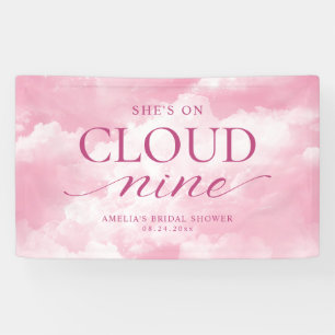 Sie ist auf Wolke Sieben Brautparty in Rosa Banner