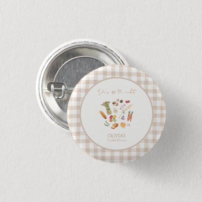 Sie ist außer Handel Floral-Braut-Party Button (Vorne & Hinten)