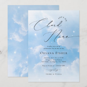 Sie ist bei Cloud Nine   Blue Clouds Brautparty Einladung
