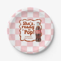 Sie ist bereit, Baby-Shower-Papierplatten zu platz