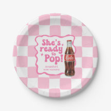 Sie ist bereit, Baby Shower Rosa Teller zu platzen