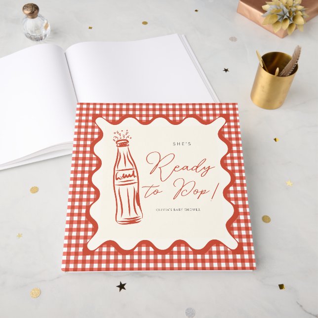 Sie ist bereit, Baby-Shower zu platzen Gästebuch (Vorderseite offen)