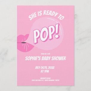 Sie ist bereit, Bubble Gum Girl Baby Shower zu pla Einladung