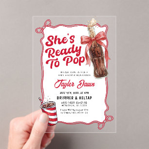 Sie ist bereit, Cola-Flaschen-Baby-Shower zu knall Acryleinladungen