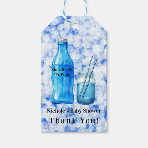 Sie ist bereit, den blauen Jungen Baby Shower zu p Geschenkanhänger