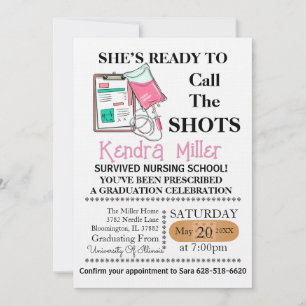 Sie ist bereit, den Shots Nursing Abschluss zu nen Einladung
