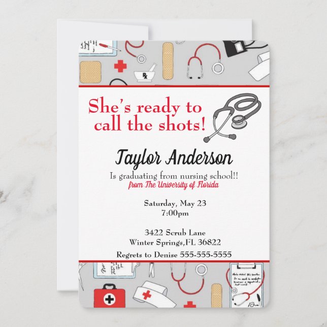 Sie ist bereit, die Schule für die Krankenpflege z Einladung (Vorderseite)