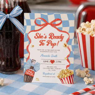 Sie ist bereit, die Soda-Cola-Retro-Baby-Party zu  Einladung