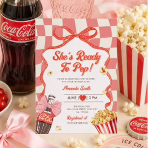 Sie ist bereit, die Soda-Cola-Rosa-Baby-Party zu Einladung