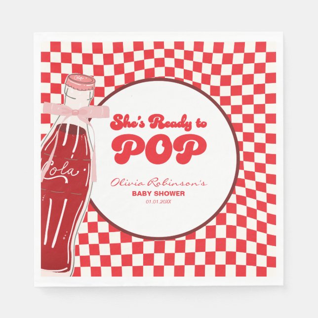 Sie ist bereit, eine Soda-Cola-Babydusche Pop Serviette (Vorderseite)