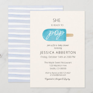 Sie ist bereit für den Pop der Popsicle Baby Dusch Einladung