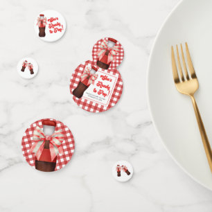 Sie ist bereit für die Babyparty zum Kinderfest Konfetti