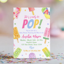 Sie ist bereit für Pop Kinderdusche Einladung Pops