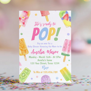 Sie ist bereit für Pop Kinderdusche Einladung Pops