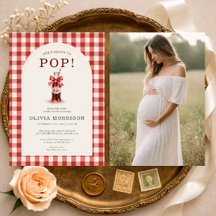 Sie ist bereit, Gingham-Foto-Baby-Party zu platzen Einladung