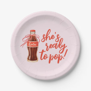 Sie ist bereit, Retro-Soda-Mädchen-Baby-Party zu p Pappteller