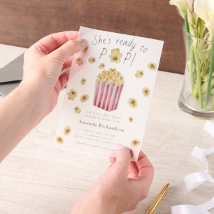 Sie ist bereit, Wasserfarben-Popcorn-Baby-Party pl