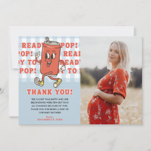 Sie ist bereit zu platzen Baby Shower Blau Gingham Dankeskarte