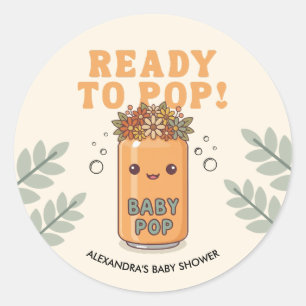 Sie ist bereit zu platzen Baby Shower Orange Boho Runder Aufkleber