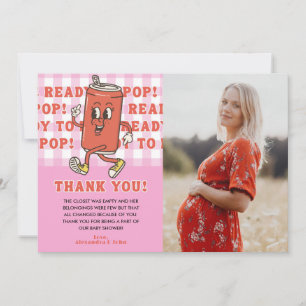 Sie ist bereit zu platzen Baby Shower Pink Gingham Dankeskarte