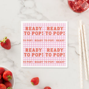 Sie ist bereit zu platzen Baby Shower Pink Retro G Serviette