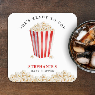 Sie ist bereit zu platzen Baby Shower Popcorn Rechteckiger Pappuntersetzer
