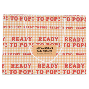 Sie ist bereit zu platzen Baby Shower Retro Orange Große Geschenktüte