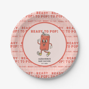 Sie ist bereit zu platzen Baby Shower Rot Gingham  Pappteller