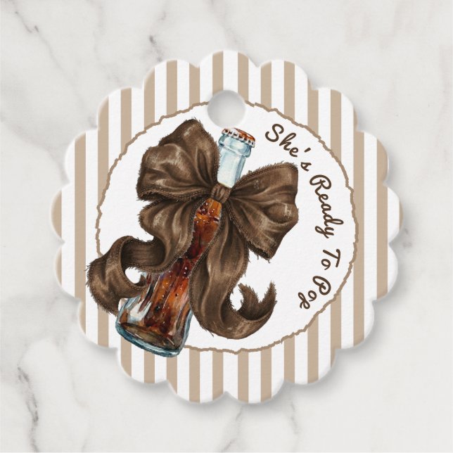 Sie ist bereit zu platzen Coke-Schleife Baby Showe Geschenkanhänger (Vorderseite)