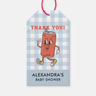 Sie ist bereit zu platzen Danke Blau Gingham Geschenkanhänger