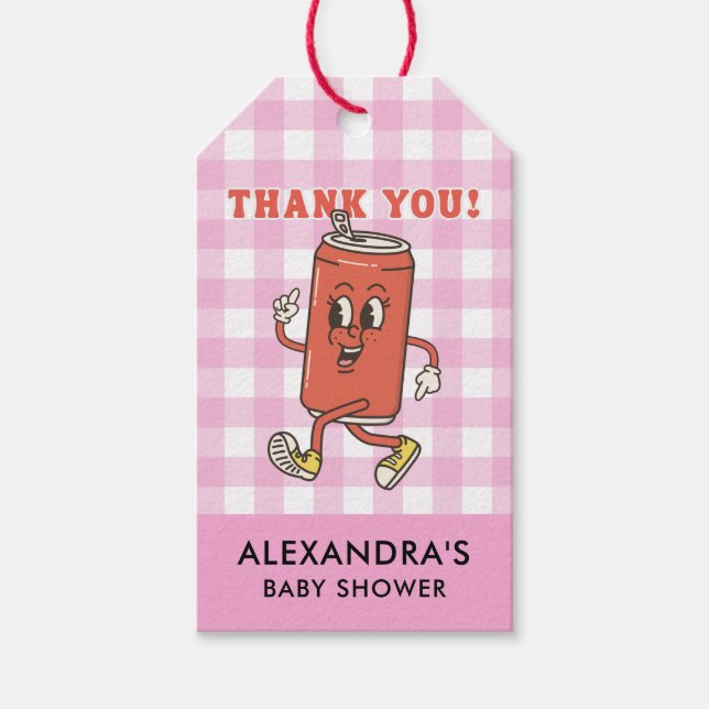 Sie ist bereit zu platzen Danke rosa Gingham Geschenkanhänger (Vorderseite)
