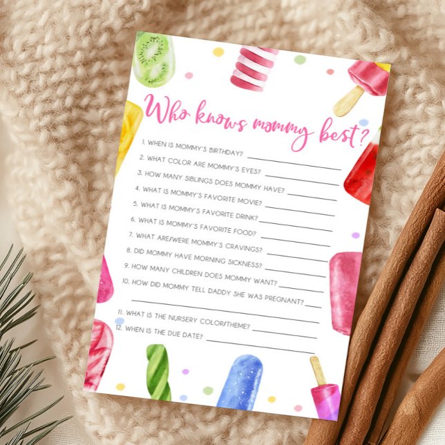 Sie ist bereit zu platzen, wer kennt Mama am beste (Popsicle Baby Shower Who Knows Mommy Best Game)