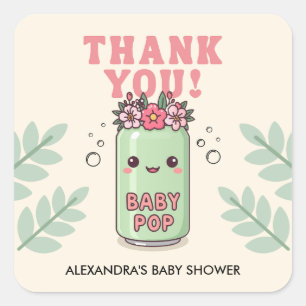 Sie ist bereit zu poppen Baby Shower Boho Danke Quadratischer Aufkleber