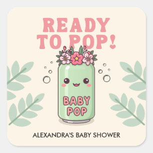 Sie ist bereit zu poppen Baby Shower Mädchen Boho Quadratischer Aufkleber