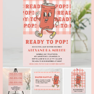 Sie ist bereit zu poppen Baby Shower Retro Rot Gin Einladung