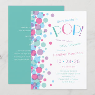 Sie ist bereit zum Pop Baby Shower Polka Dots Einladung