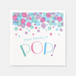 Sie ist bereit zum Pop Baby Shower Polka Dots Serviette