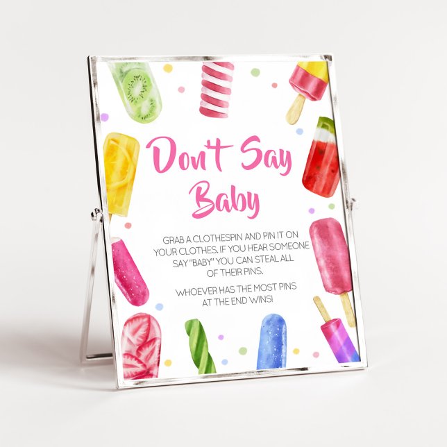 Sie ist bereit zum Pop Babydusche Sprich nicht Bab Poster (Popsicle Baby Shower Don't Say Baby Sign)