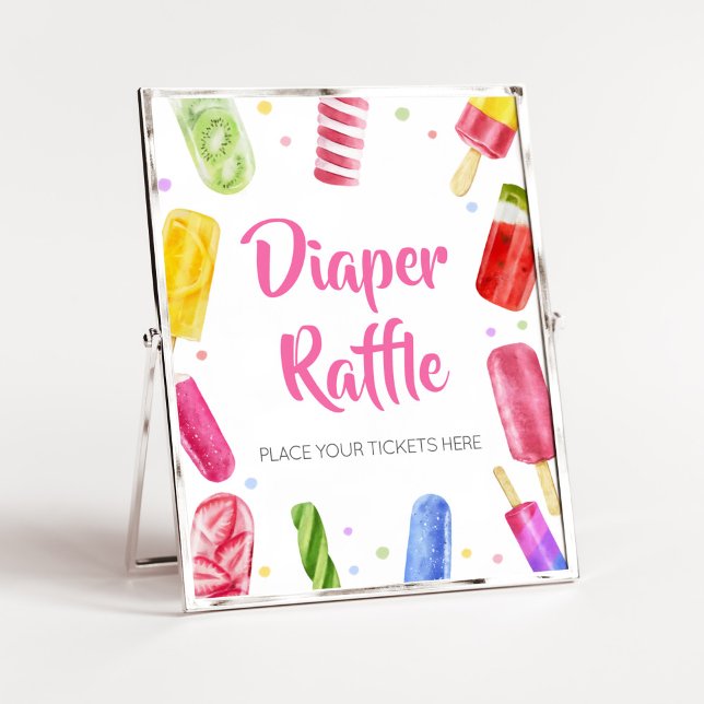 Sie ist bereit zum Pop Babydusche-Windeln-Raffle Poster (Popsicle Baby Shower Diaper Raffle Sign)