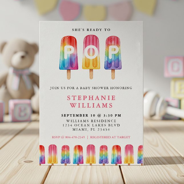 Sie ist bereit zum Pop der Kinderdusche Einladung (She's Ready To Pop Popsicle Summer Baby Shower Invitation
)