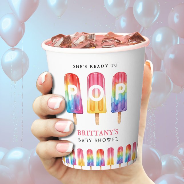 Sie ist bereit zum Pop der Kinderdusche Pappbecher (She's Ready To Pop Popsicle Summer Baby Shower Paper Cups
)