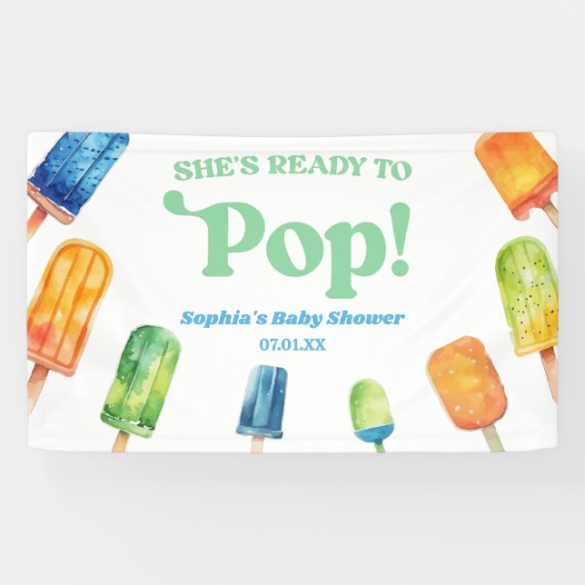 Sie ist bereit zum Pop einer Blue Popsicle Baby Du Banner (Horizontal)