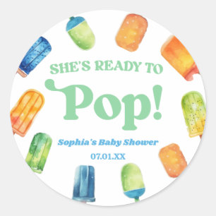 Sie ist bereit zum Pop einer Blue Popsicle Baby Du Runder Aufkleber