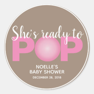Sie ist bereit zum Pop Girl Baby Shower Stickers