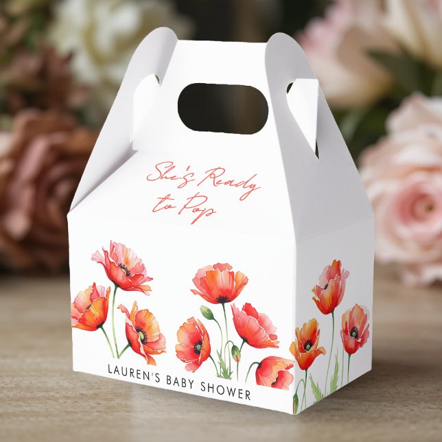 Sie ist bereit zum Pop Poppy Blume Spring Baby Dus Geschenkschachtel (She's Ready To Pop Poppy Flower Spring Baby Shower Favor Boxes
)