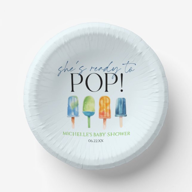 Sie ist bereit zum Pop! Popsicle Baby Dusche Pappteller (Vorderseite)